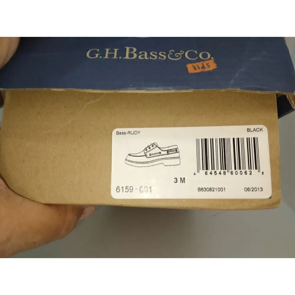 G.H. Bass Boys NEW w/Tags & Box Black Leather Casual Sneakers - sz. 3M